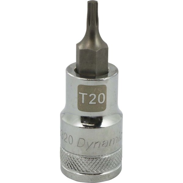 Dynamic Tools 1/2" Drive Torx® Head, T20 Bit Regular Length, Chrome Socket D013320